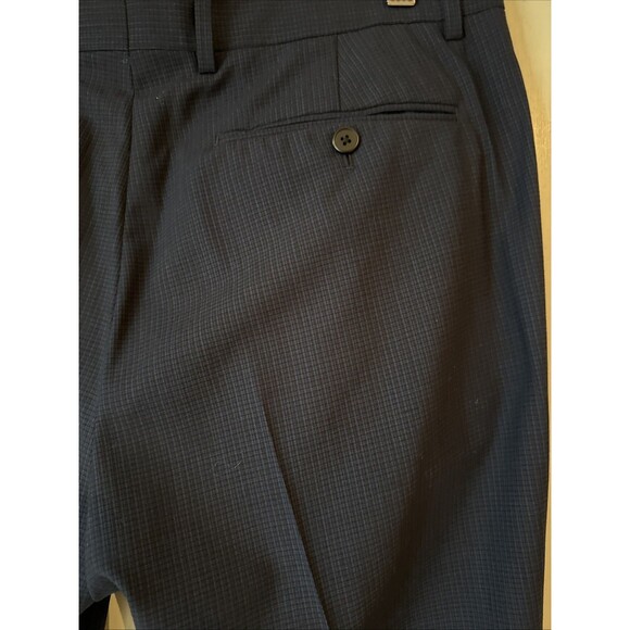 Theory Mayer Blue Wool Pattern Plaid Stretch Suit Pants | 33W - Picture 6 of 16
